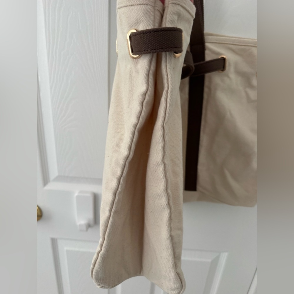 New Anthropologie Oversized Canvas Slouchy Tote in Chocolate - Picture 7 of 10